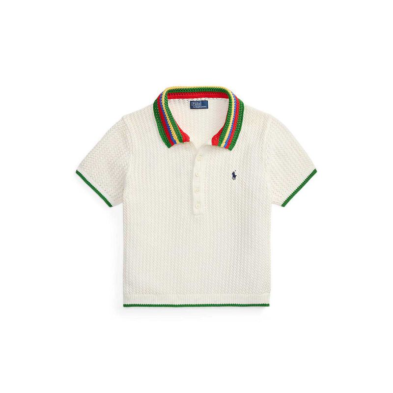 Polo Ralph Lauren Striped-Collar Pointelle Polo Shirt image number 1